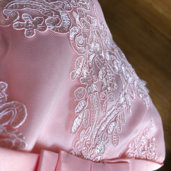 Stunning tulle lace overlay peachy pink dress 4t party photo dress boutique - Picture 8 of 9